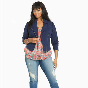 Torrid Navy Blue Textured Moto Jacket